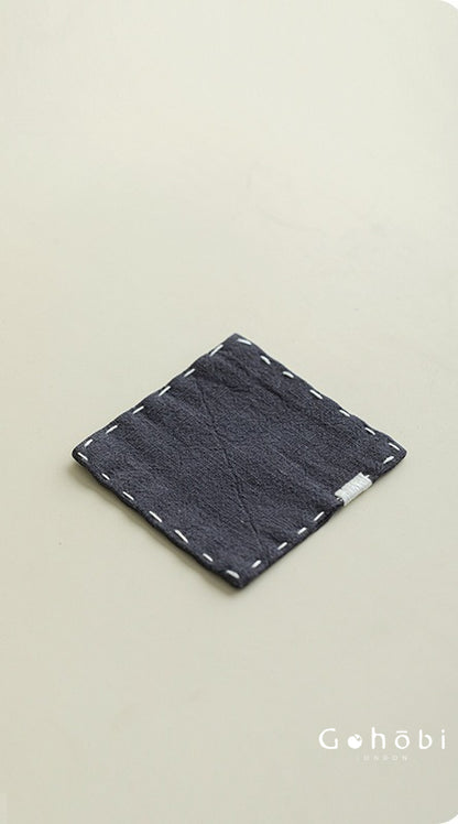 Gohobi Japanese Style Ramie Embroidered Coaster – Handmade Fabric Tea Cup Mat