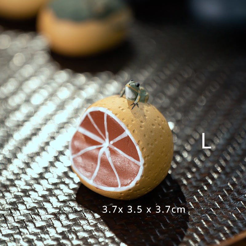 Yixing Purple Sand Spray Pastèque Thé Pet Fait Main Grenouille, Citrouille, Graines de Lotus, Citron, Fève Service à Thé, Sculpture En Gros