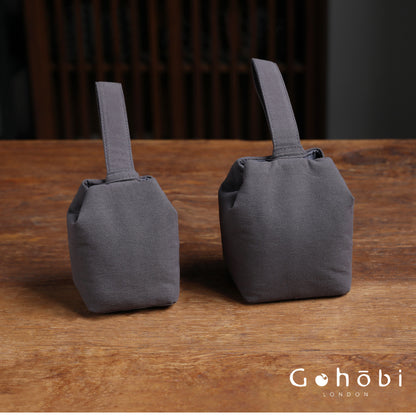 Gohobi Classic Travel Teaware Bag – Plain Cotton Tea Set Storage & Outdoor Carry Case