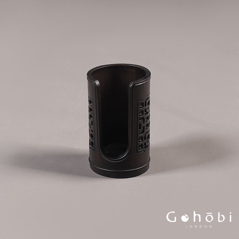 Gohobi Bamboo Woven Tea Cup Holder Basket – Zen Style Tea Set Storage Tube & Chopstick Basket