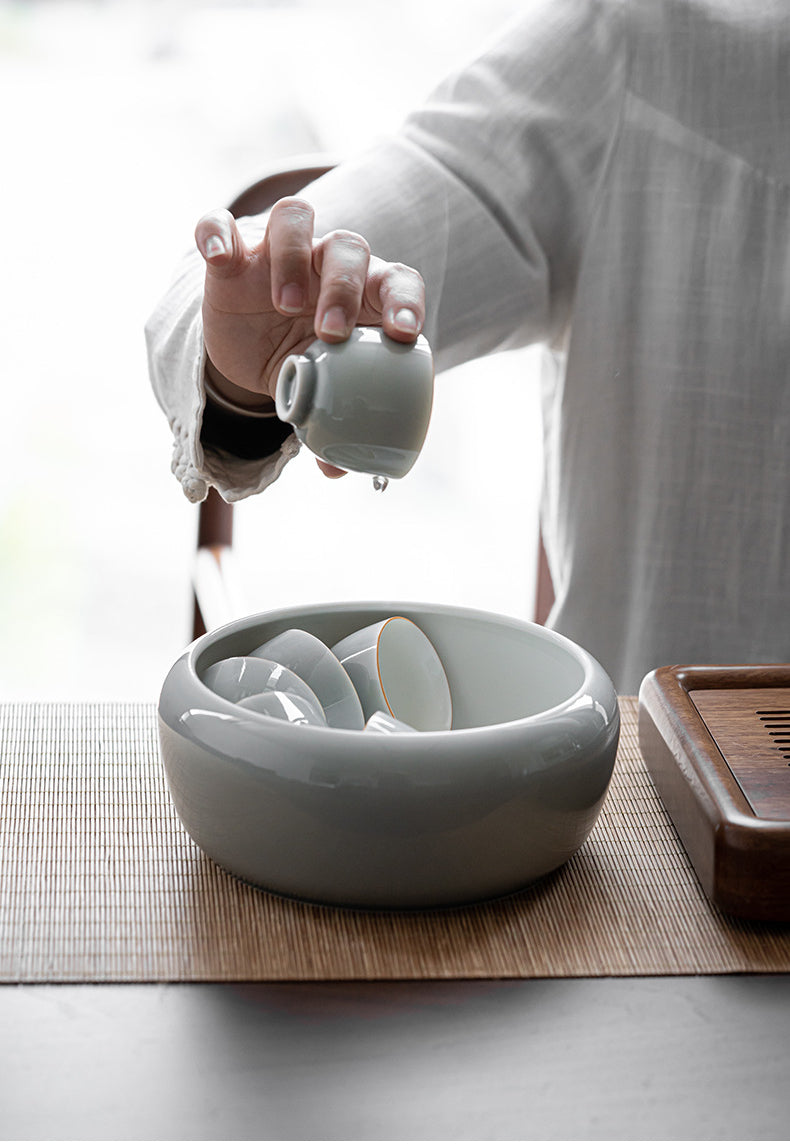 Glace cendre suie glaçure thé lavage, grande tasse de lavage de thé en céramique lavage thé résidu seau bassin d'eau stylo lavage réservoir Kung Fu thé ensemble accessoires