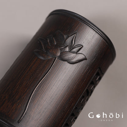 Gohobi Bamboo Woven Tea Cup Holder Basket – Zen Style Tea Set Storage Tube & Chopstick Basket