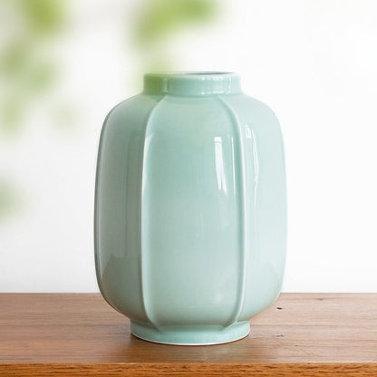 Gohobi Celadon Ikebana Vase – Japanese Style Ceramic Flower Arrangement Vessel