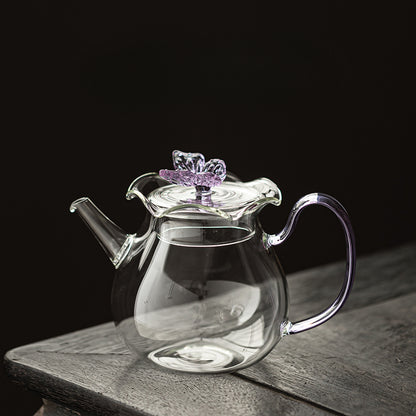 Gohobi Butterfly High Borosilicate Glass Tea Cup and Teapot Set – Heat-Resistant Transparent Gongfu Tea Set for Home and Office