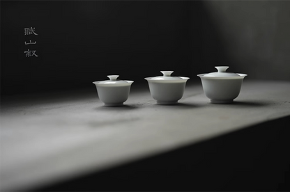 [賦山敘 x Gohobi] Jingdezhen Handmade Tea Testing Jade White Ceramic Gaiwan