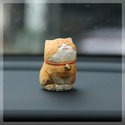 Gohobi Handcrafted Large Wooden Orange Cat Ornament