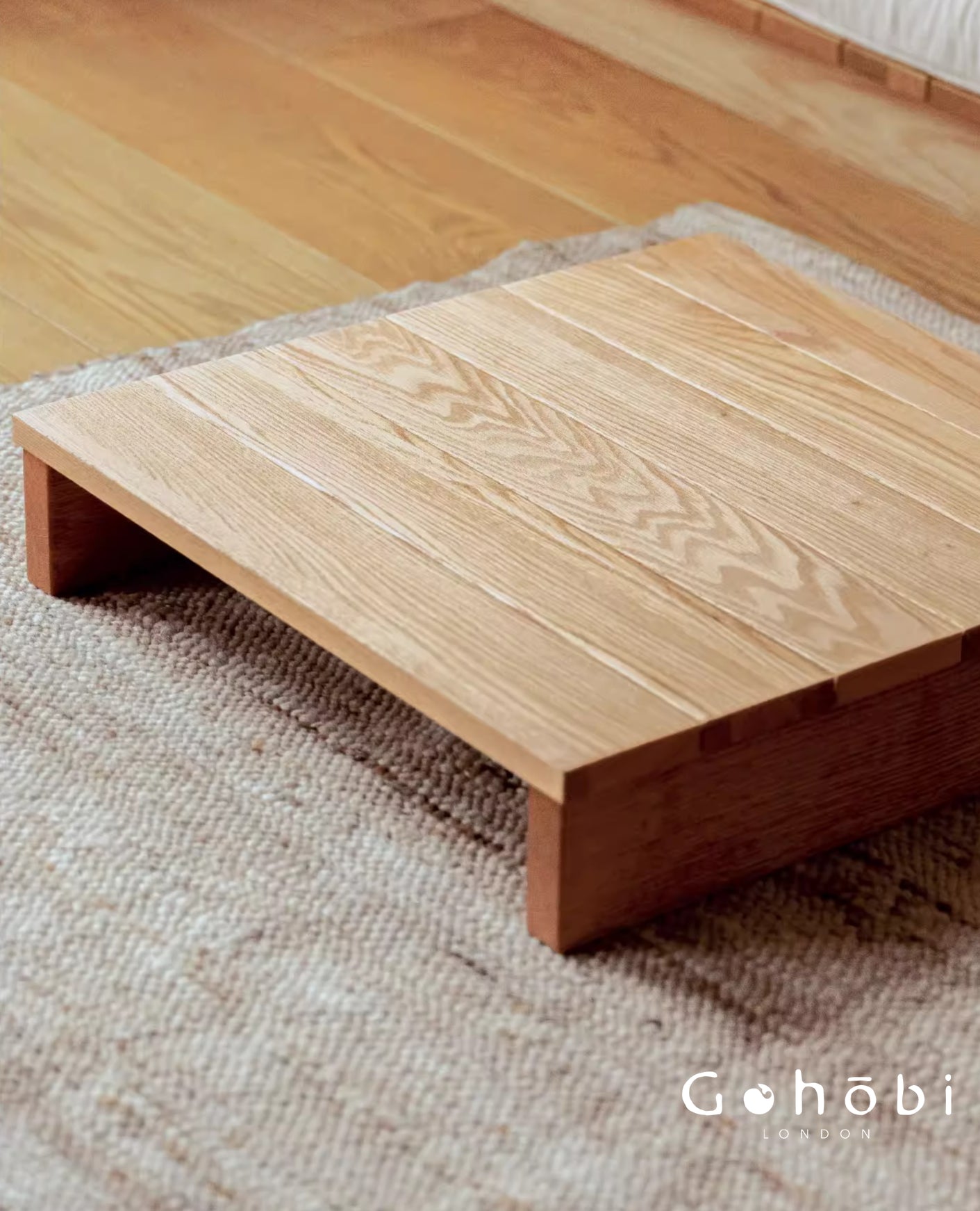 Gohobi Handmade Solid Wood Tatami Floor Platform – Japanese Style Red Oak & Black Walnut Bay Window Seating | FSC Certified Furniture