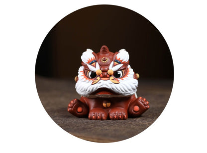 Gohobi Yixing Purple Clay Lion Dance Tea Pet – Handmade Guardian Ornament