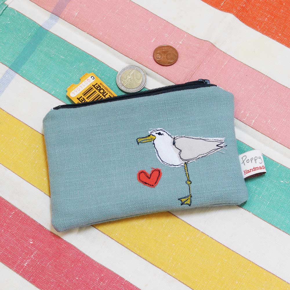Gohobi x Poppy Treffry Seagull Embroidered Purse [Made in the UK]