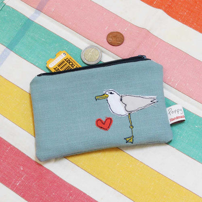 Gohobi x Poppy Treffry Seagull Embroidered Purse [Made in the UK]