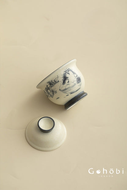 Gohobi Cute Cat Ceramic Travel Tea Set – Portable Gaiwan Tea Cup Set for One