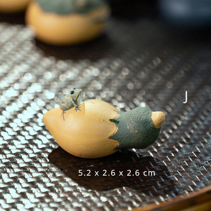 Yixing Purple Sand Spray Pastèque Thé Pet Fait Main Grenouille, Citrouille, Graines de Lotus, Citron, Fève Service à Thé, Sculpture En Gros