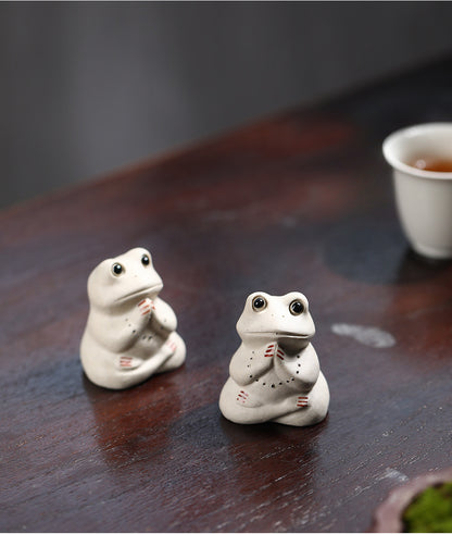 Gohobi Handmade Ceramic YiXing Clay Frog Ornament Tea pet