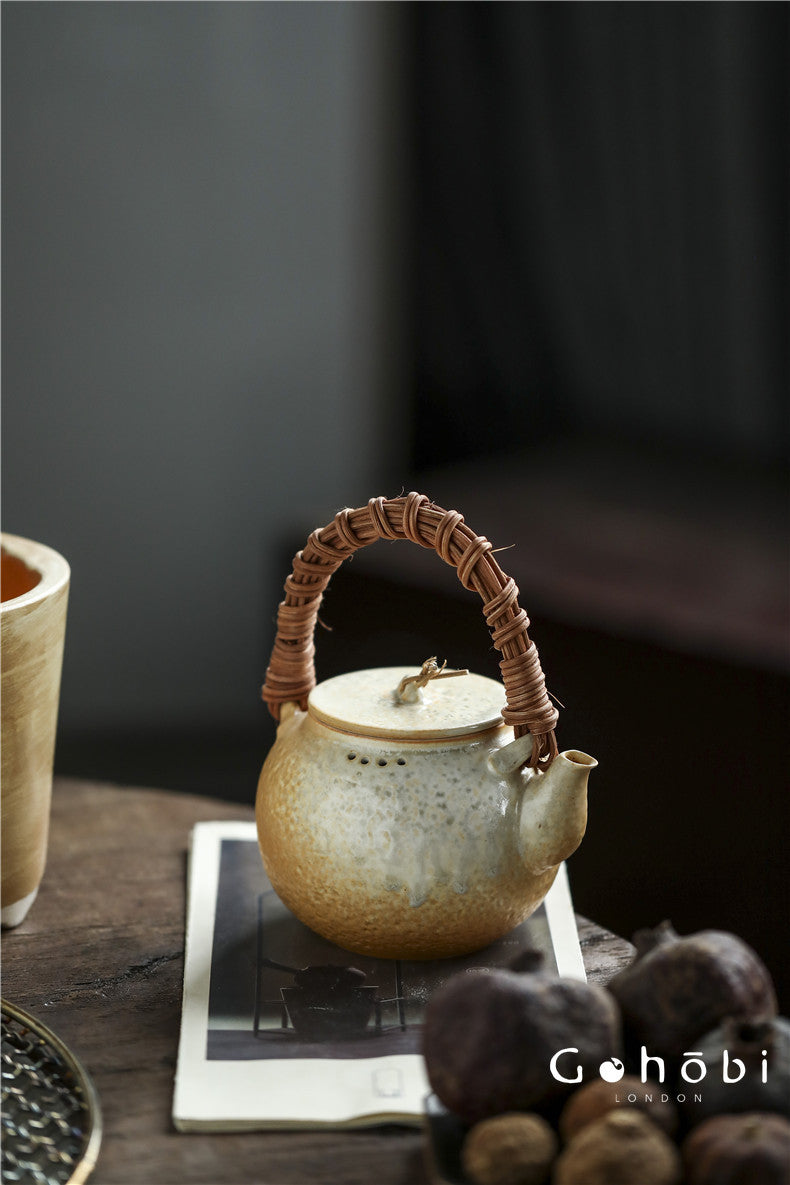 Gohobi Kiln-Changed Glaze Teapot – Pure Handmade White Mud Tea Brewer (900ml)