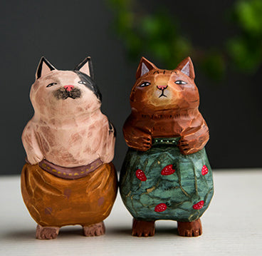 Gohobi Handcrafted Wooden Large Cat Ornament