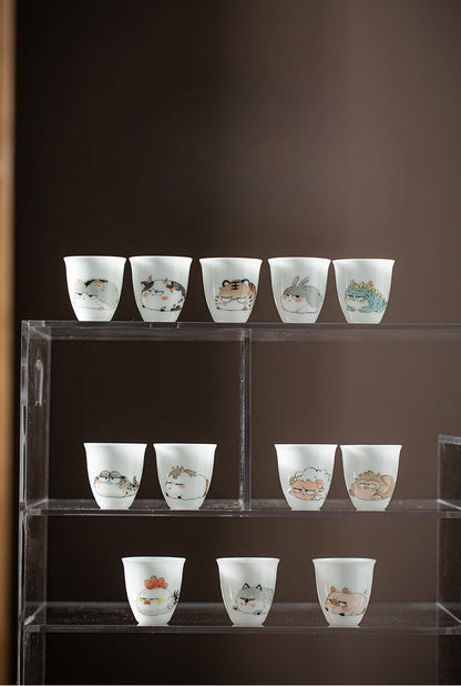 Gohobi White Jade Clay Chinese Zodiac Gongfu Tea Cup – Personal Ceramic Master Cup for Home Use and Gift