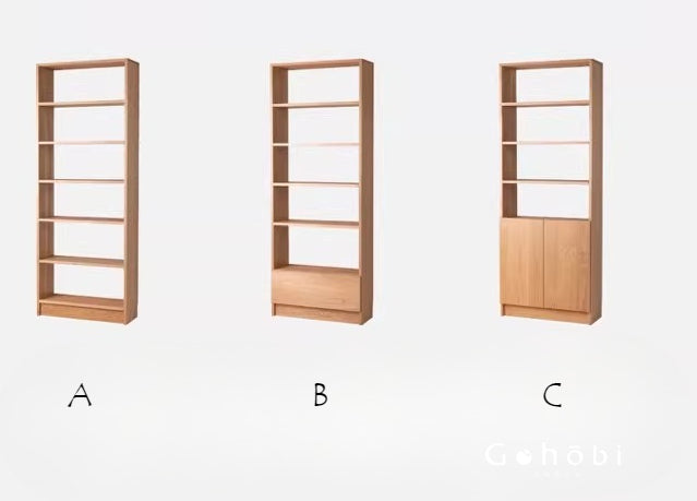 Gohobi Handmade Solid Wood Storage Cabinet – Multi-Layer Wooden Shelving Unit for Living Room or Study | FSC Certified Furniture