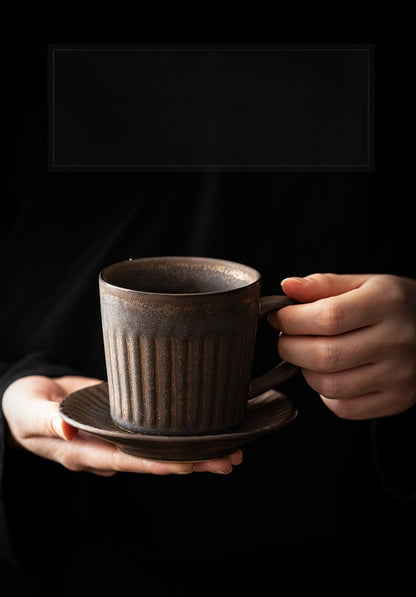 Gohobi Chinese Vintage Gilded Ceramic Coffee Cup with Saucer