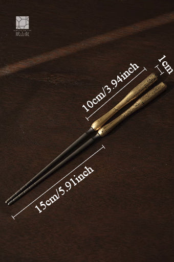 [賦山敘 x Gohobi] Handcrafted Extended Brass Charcoal Tongs – Heat-Resistant with Gilded Design, Tea Stove Accessory