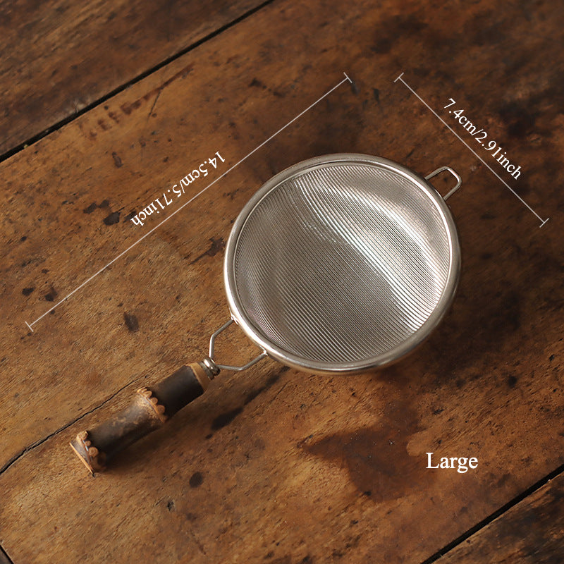 Gohobi New Purple Bamboo Handle Stainless Steel Tea Strainer