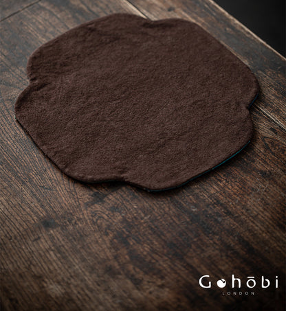 Gohobi Persimmon Dyed Tea Tray Mat – Handmade Double-Sided Tea Cloth Pot Placemat