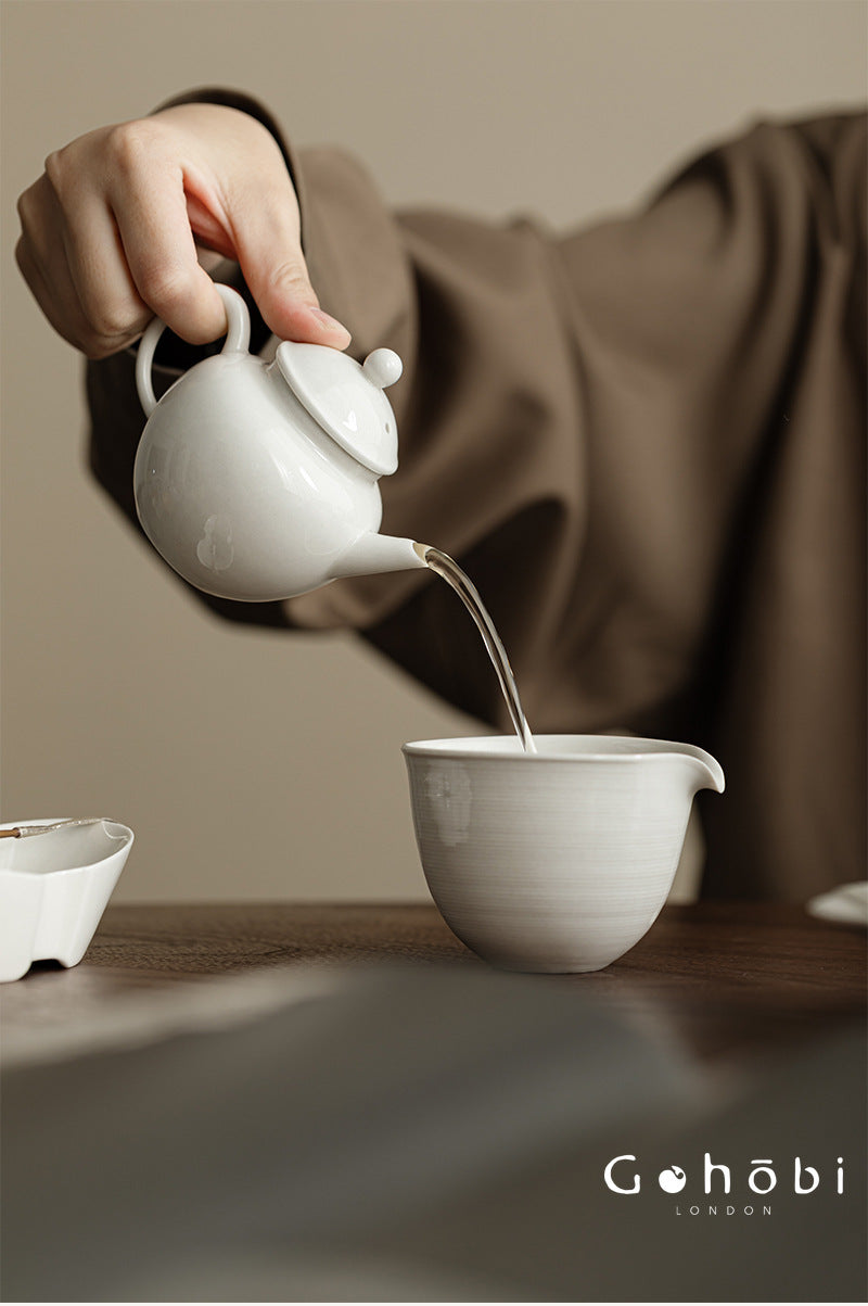 Gohobi Wood Ash Glaze Ceramic Teapot – Handmade Vessel Shape Gongfu Tea Pot with Ball Filter