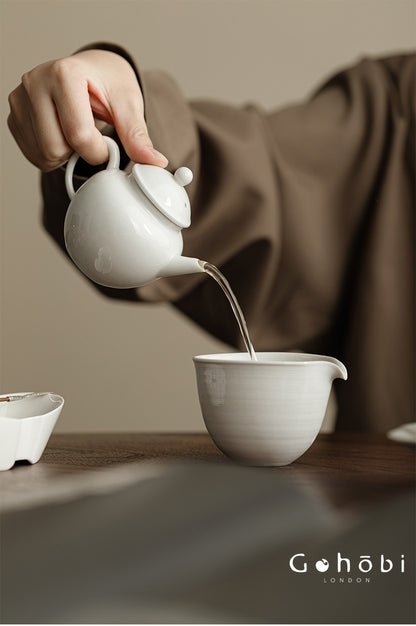 Gohobi Wood Ash Glaze Ceramic Teapot – Handmade Vessel Shape Gongfu Tea Pot with Ball Filter