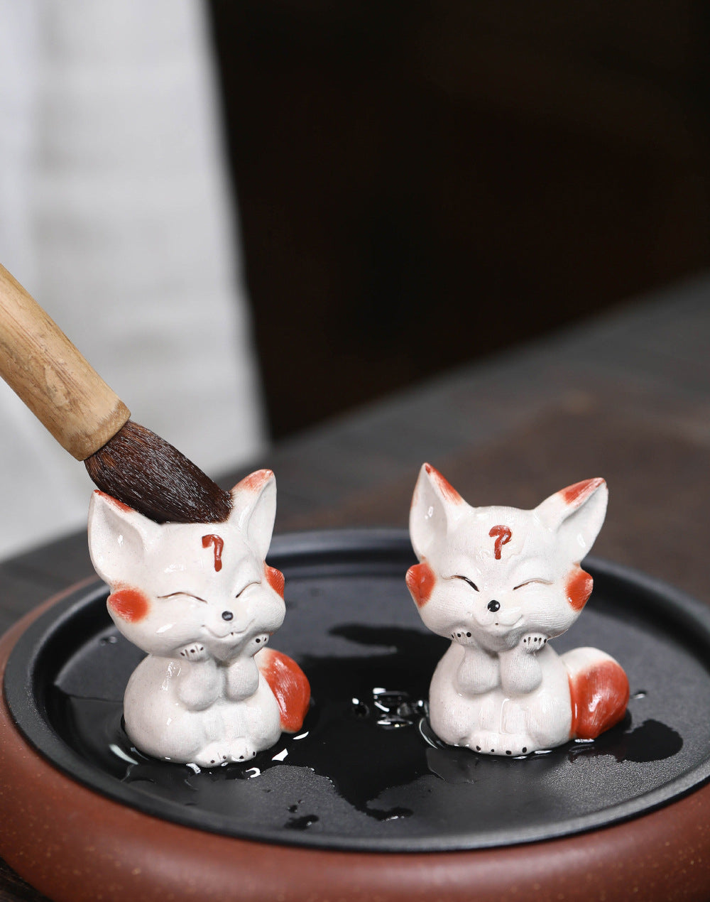 Gohobi Handmade Ceramic YiXing Clay Fox Ornament Tea pet