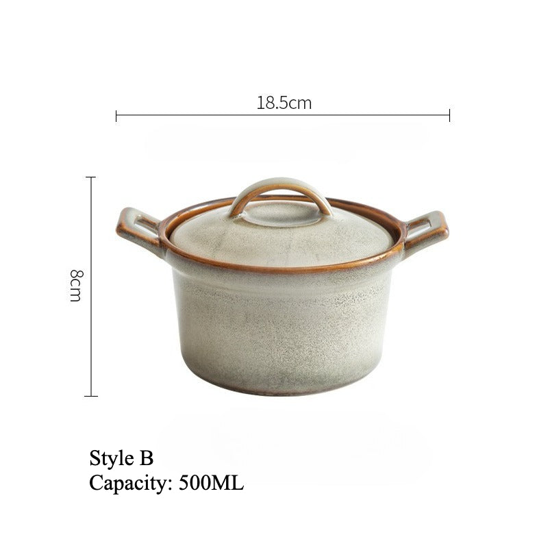Gohobi Glaze Double-Handled Stew Pot