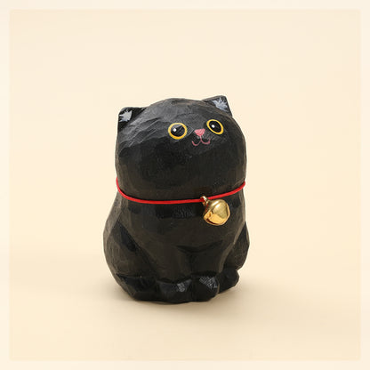 Gohobi Handcrafted Large Wooden Black Cat Ornament