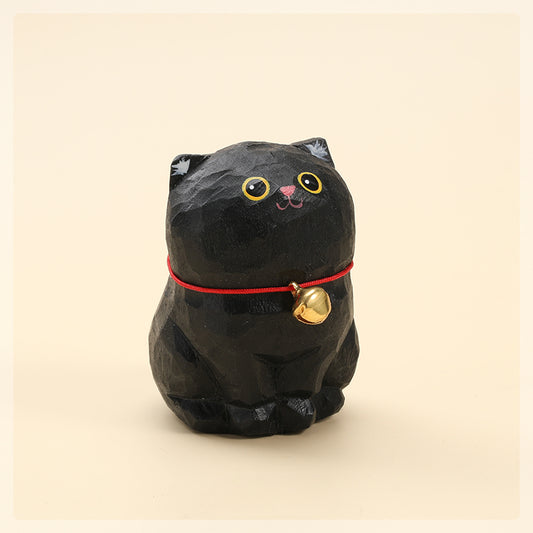 Gohobi Handcrafted Large Wooden Black Cat Ornament
