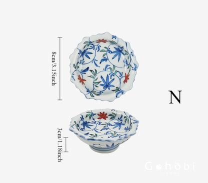 Gohobi Japanese Hosami Yaki Blue & White Small Bowl Set [Made in Japan] – Six-Piece Gift Box