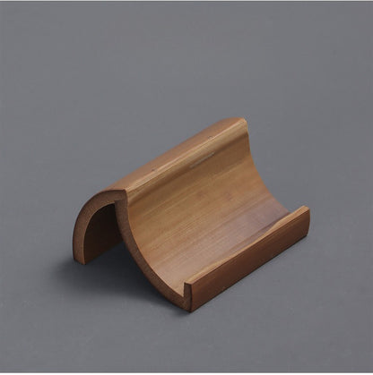 Gohobi Bamboo Pu'er Tea Cake Display Stand – Triangular Easel Shelf for Tea Ceremony Display