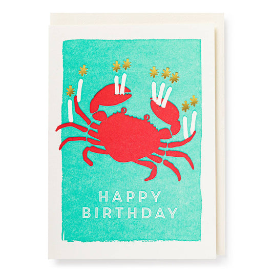 Archivist Gallery Birthday Crab | Letterpress Cards | Greeting Card | Large Cards [Made in the UK]