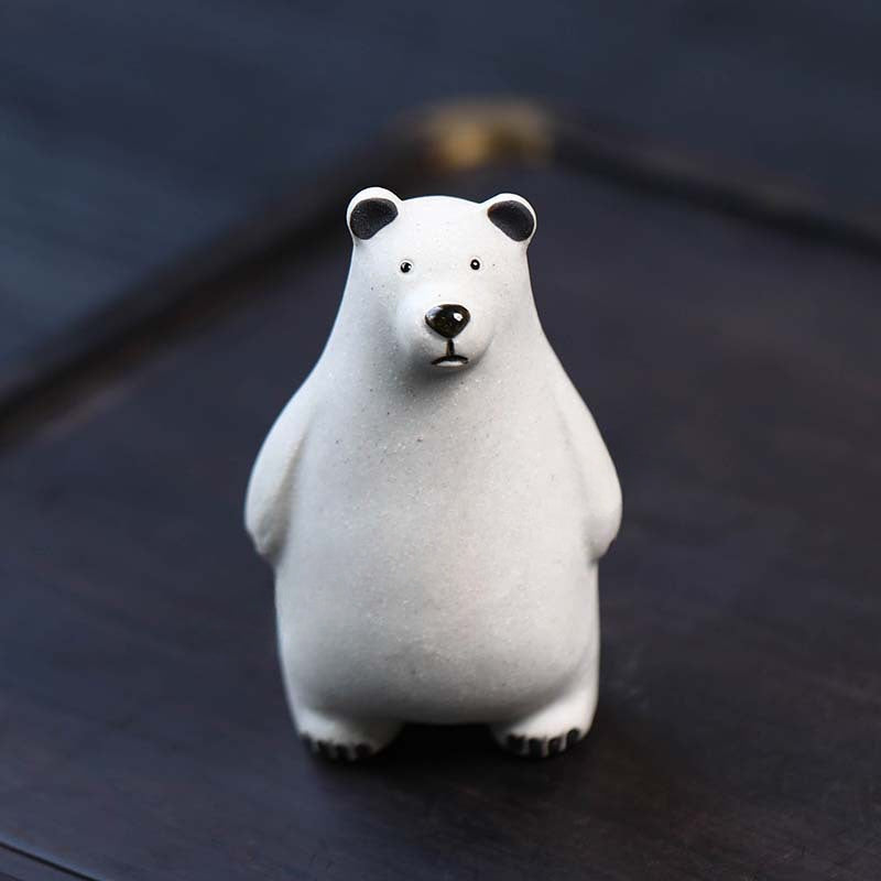 Gohobi Handmade Ceramic YiXing Clay Polar Bear Ornament Tea pet