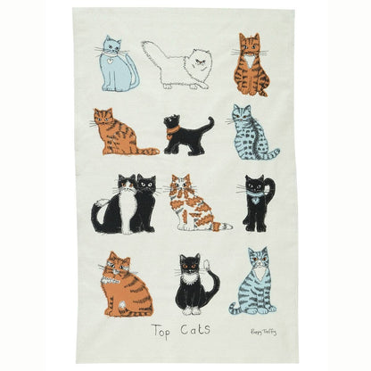 Gohobi x Poppy Treffry Top Cats Tea Towel [Made in the UK]