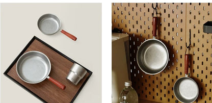 Gohobi Retro Stainless Steel Mini Frying Pan with Wooden Handle