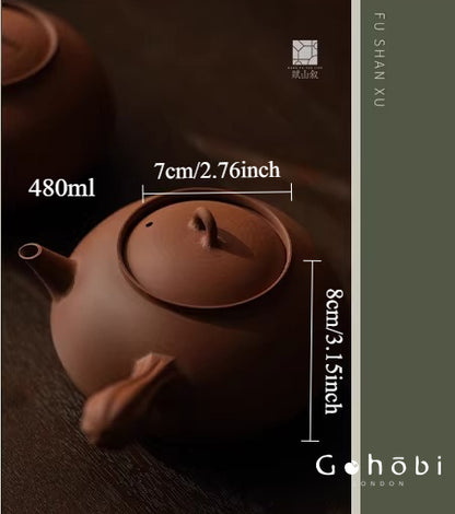 [賦山敘 x Gohobi] Gohobi Side Handle Ceramic Teapot – Red Clay Pot with Charcoal Stove or Electric Heating Kettle