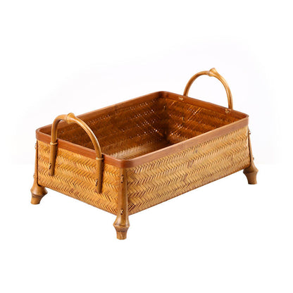 Gohobi Bamboo Woven Hand Basket – Handmade Snack, Fruit & Tea Set Storage Basket for Picnic or Home