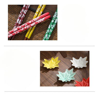 Gohobi A Set of 5 Pairs of Wooden Chopsticks and Rests