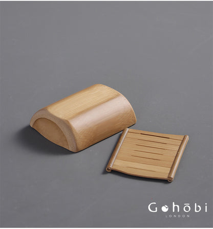 Gohobi Natural Old Bamboo Tea Tray – Water Storage Kung Fu Tea Tray Portable Wet Tea Table
