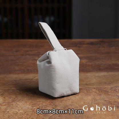 Gohobi Classic Travel Teaware Bag – Plain Cotton Tea Set Storage & Outdoor Carry Case