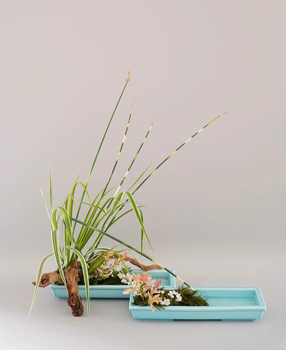 Gohobi Rectangular Ikebana Ceramic Vase – Japanese Style Flower Arrangement Vessel