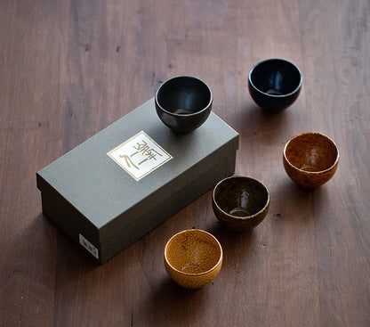 Gohobi Shino Ceramic Tea Cup Set - Autumn (5 Pieces) in Gift Box