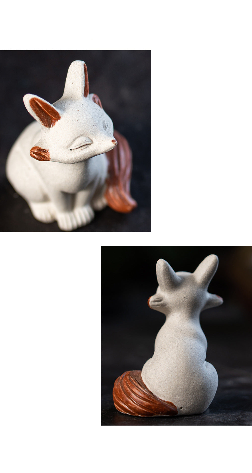 Gohobi Handmade Ceramic YiXing Clay Fox Ornament Tea pet