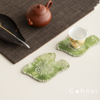 Gohobi Handmade Embroidered Bird Coaster – Fabric Teacup Heat Insulation Mat