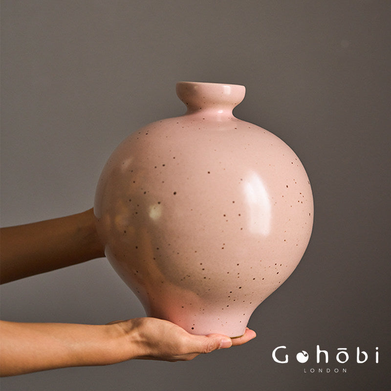 Gohobi Jingdezhen Handmade Ceramic Vase – Coarse Pottery Retro Spherical Flower Vase