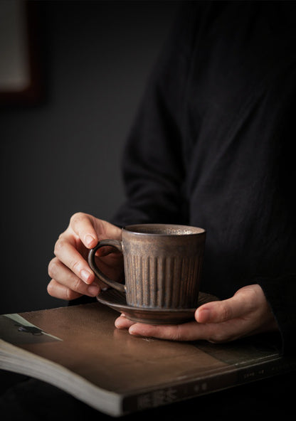 Gohobi Chinese Vintage Gilded Ceramic Coffee Cup with Saucer