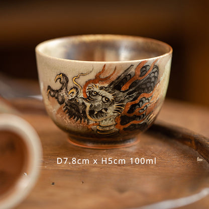 Gohobi Hand-painted Ink Dragon Ceramic Tea Cup