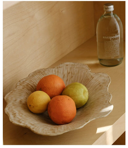 Gohobi French Petal-Shaped Coarse Ceramic Deep Plate